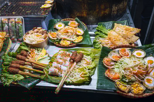 traditional Vietnamese street food at Asian Night Market in Vietnam in Asia in Da Nang photo