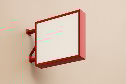 Red Square Wall Signage Mockup - Blank Shop Board photo