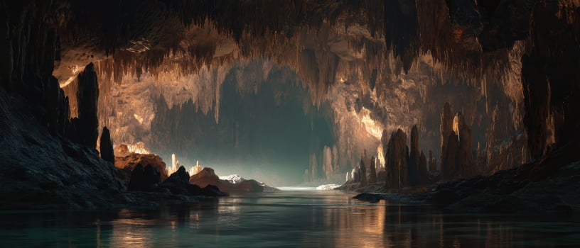 Beautiful underground cave with stalactites photo