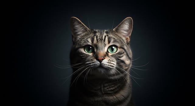 A cat with green eyes is looking at the camera photo
