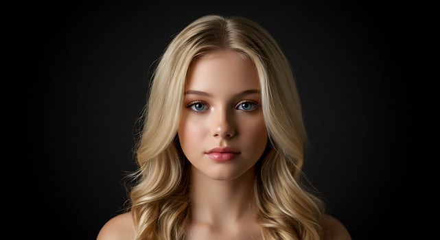 A beautiful blonde woman with long hair and blue eyes photo