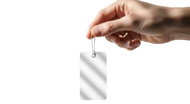 Hand Holding Rectangular Tag photo