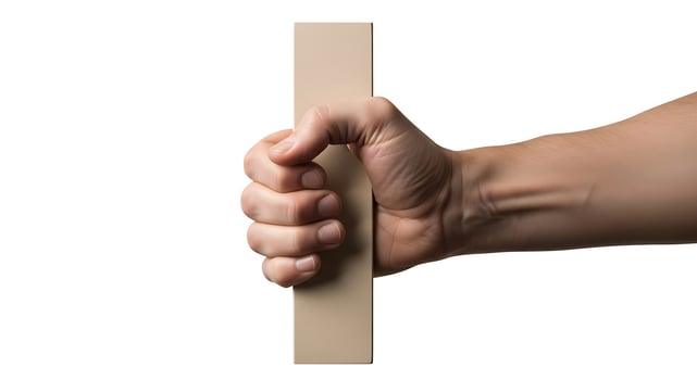 Hand Holding Beige Bar photo