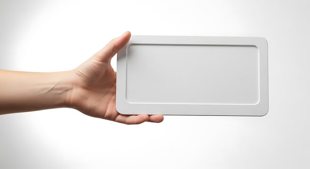 White Tray Held by Hand photo