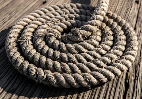 A rope on a wooden surface photo