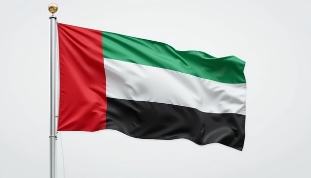 Flag of the United Arab Emirates fluttering outdoors with vibrant colors. photo