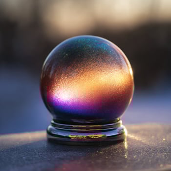 Glimmering Crystal Ball Reflecting the Colors of Magic and Light. photo
