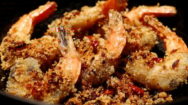 Crispy Breaded Shrimp with Red Pepper Flakes and Seasonings photo