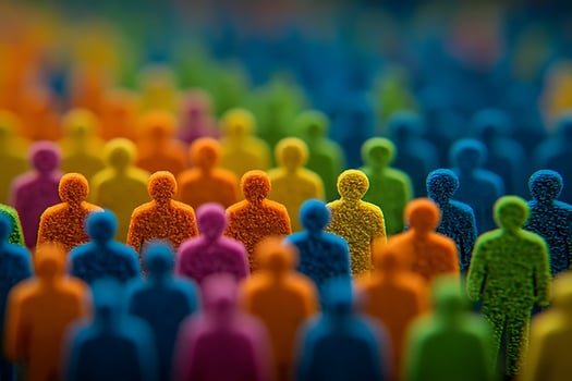 Crowd of Textured Colorful Human Figures photo