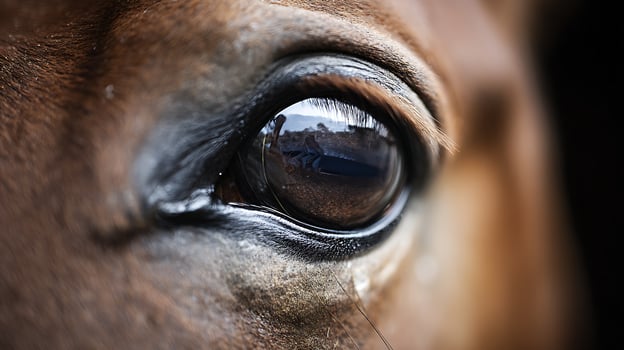 A Horse's Eye Reflects the World in Stunning Detail. photo