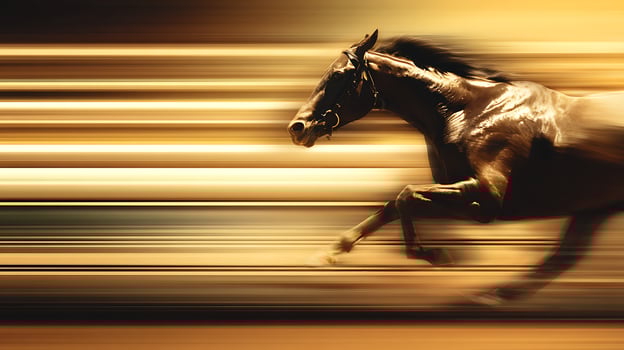 Majestic Horse Galloping Fast with Motion Blur Effect. photo