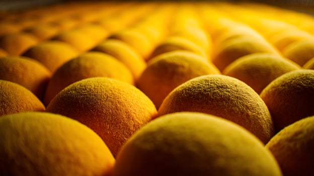 Golden Oranges Close Up Textured Surface Under Warm Light. photo