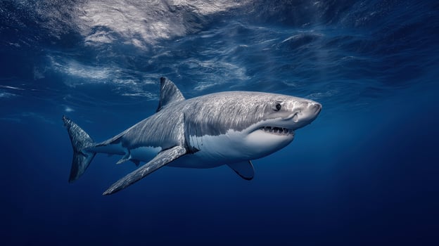 Great white shark underwater photo