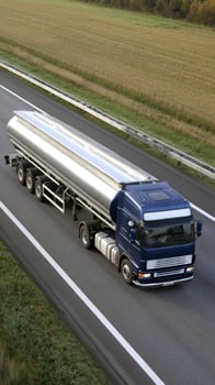 A tanker truck driving down a highway photo