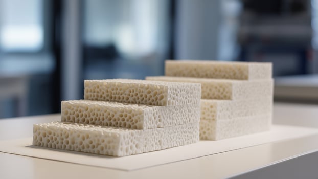 This Unique biocement bricks showcase advanced materials for eco-friendly construction methods. photo