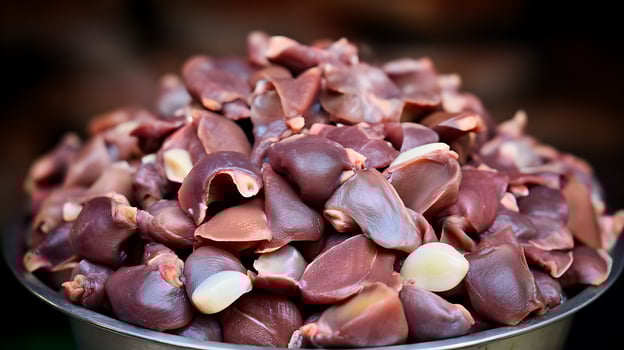 Freshly Prepared Chicken Gizzards Ready for Cooking. photo