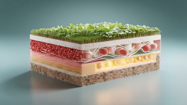 This Eco-friendly materials feature biocement and layers of grass for sustainable construction. photo