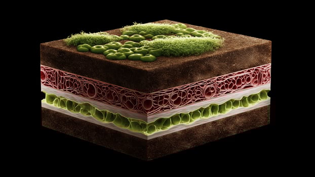 This Biocement layers of living materials promote eco-friendly construction methods. photo