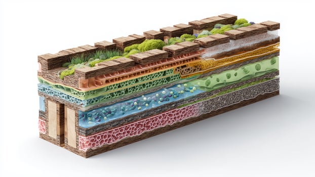 This Biocement and living bricks highlight sustainable building materials for eco-friendly construction. photo