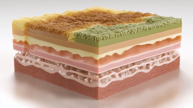 This Layers of various biocement materials display unique textures for eco-friendly building projects. photo