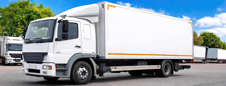 A white truck is parked in a parking lot photo
