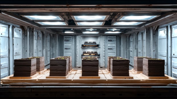 This Biocement bricks are being generated by advanced ai technology in a controlled environment. photo