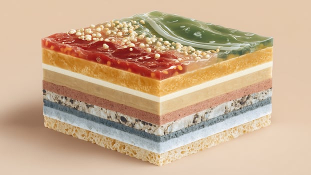 This Colorful layers of innovative biocement showcase eco-friendly building solutions. photo