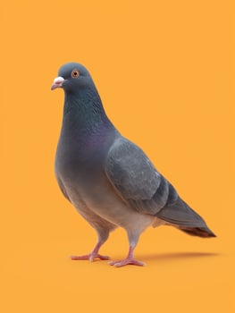 Pigeon Standing on Orange Background photo