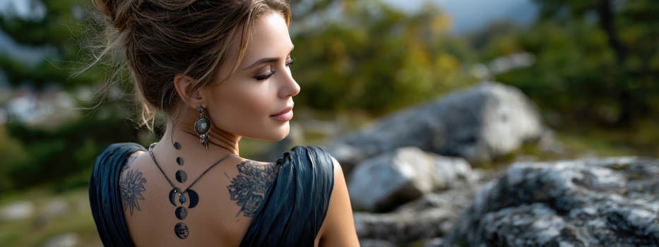 A woman with tattoos on her back photo