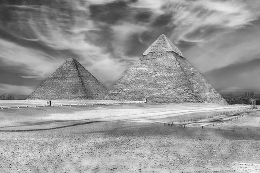 Black and white pyramids in Giza photo