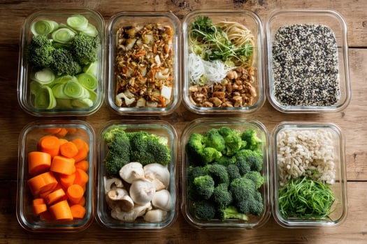Colorful Fresh Ingredients Meal Prep Containers photo