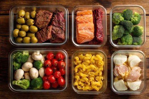 Freshly Prepped Ingredients Containers with Natural Light photo