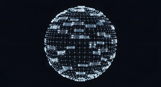 A 3d rendering of a sphere with many dots photo