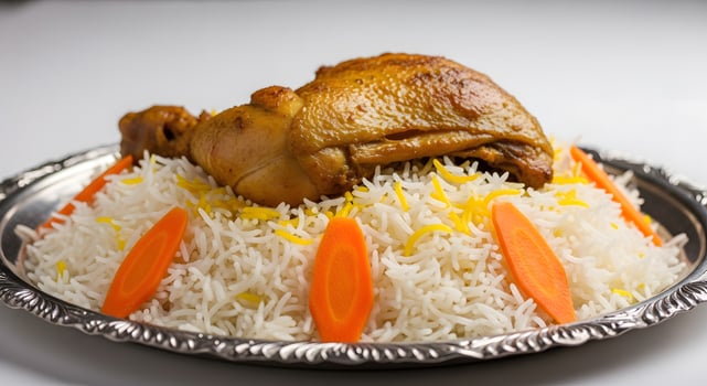 A plate with rice and carrots on it photo