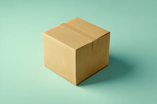 Plain Brown Cardboard Box on Light Green Surface photo