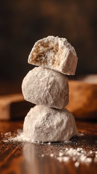 Sweet Temptation Delicious Powdered Cookies Stacked High. photo