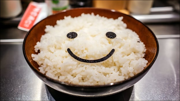Smiley Face Rice Bowl A Cheerful and Delicious Meal Presentation. photo