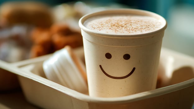 A Happy Drink in a To Go Container Brightens Your Day. photo