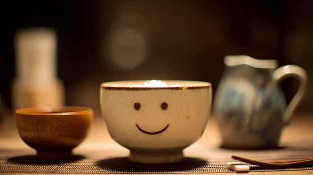 A Happy Bowl of Rice with a Cozy Warm Atmosphere. photo