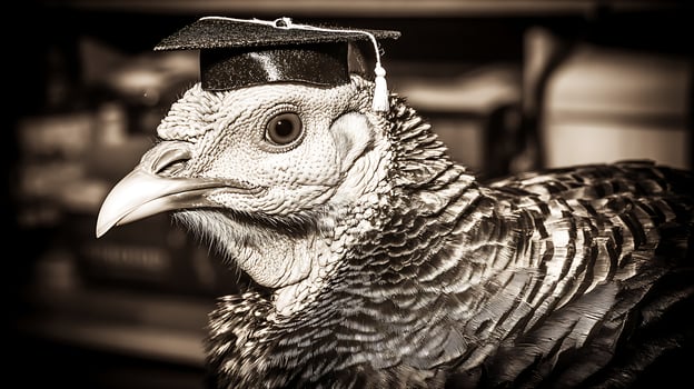 Smart Turkey Wearing Graduation Cap Ready for Success. photo
