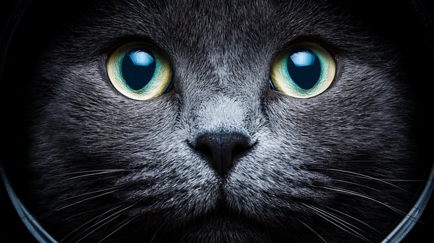 Intense Gaze of a Domestic Cat's Eyes in Close Up. photo