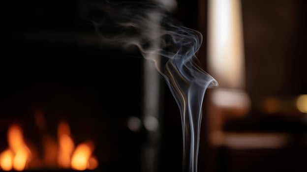 Ethereal Smoke Wisps Dancing Near a Cozy Fire Glow. photo