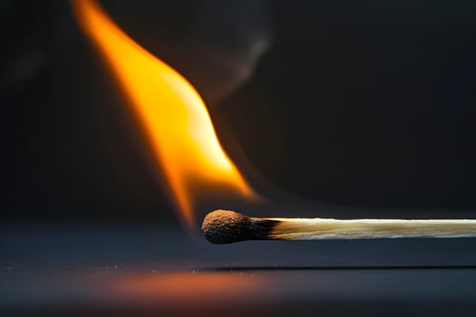 Lit Match with Flame and Smoke. photo