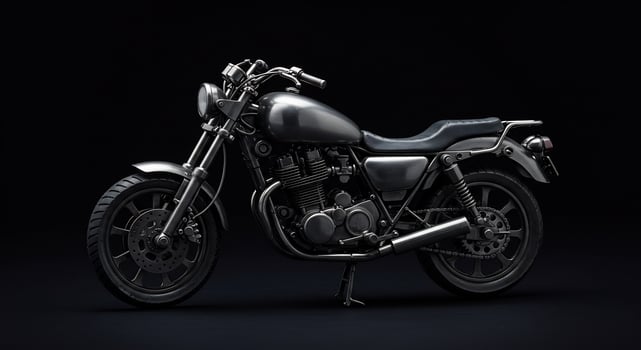 Sleek Motorcycle Elegantly Poses Against A Dark Background photo