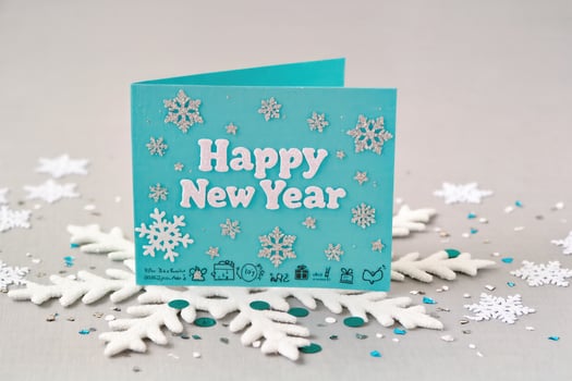 Beautifully designed Festive Happy New Year Card adorned with lovely Snowflakes for celebrations photo