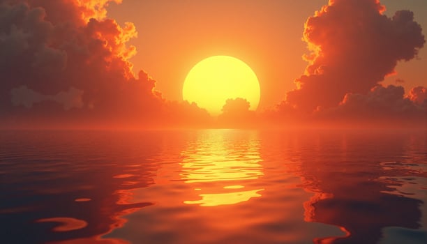 A serene sunset over calm waters photo