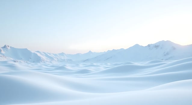 A snowy landscape with mountains and snow photo