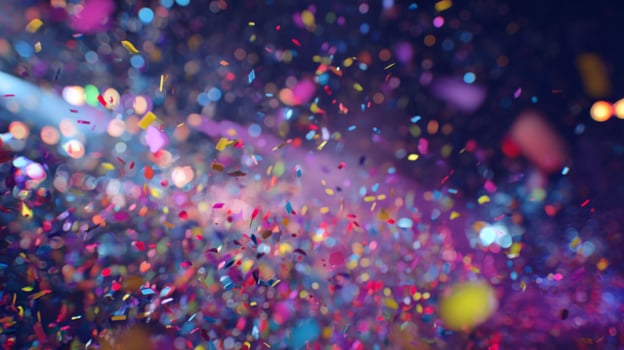 Colorful Confetti Explosion Creating a Festive Atmosphere for Celebration and Party Events in a Vibrant Background photo
