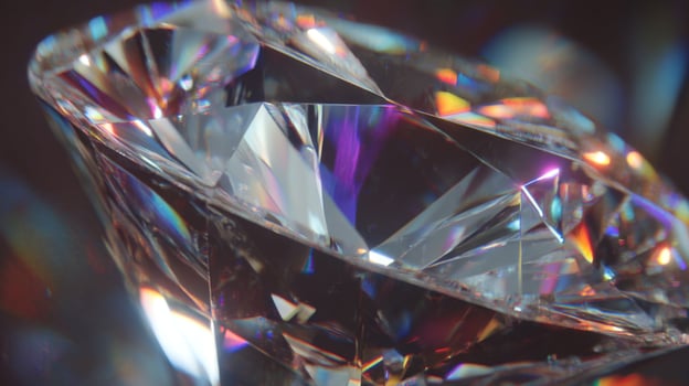 Stunning Close-Up of a Sparkling Diamond with Vibrant Reflections and Crystal Clarity for Jewelry and Luxury Themes photo