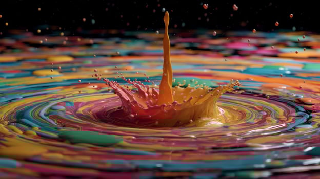 Vivid Splash of Colorful Paints Creating Dynamic Patterns in Water with a High-Speed Capture photo